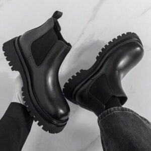 Black Chunky Chelsea Boots